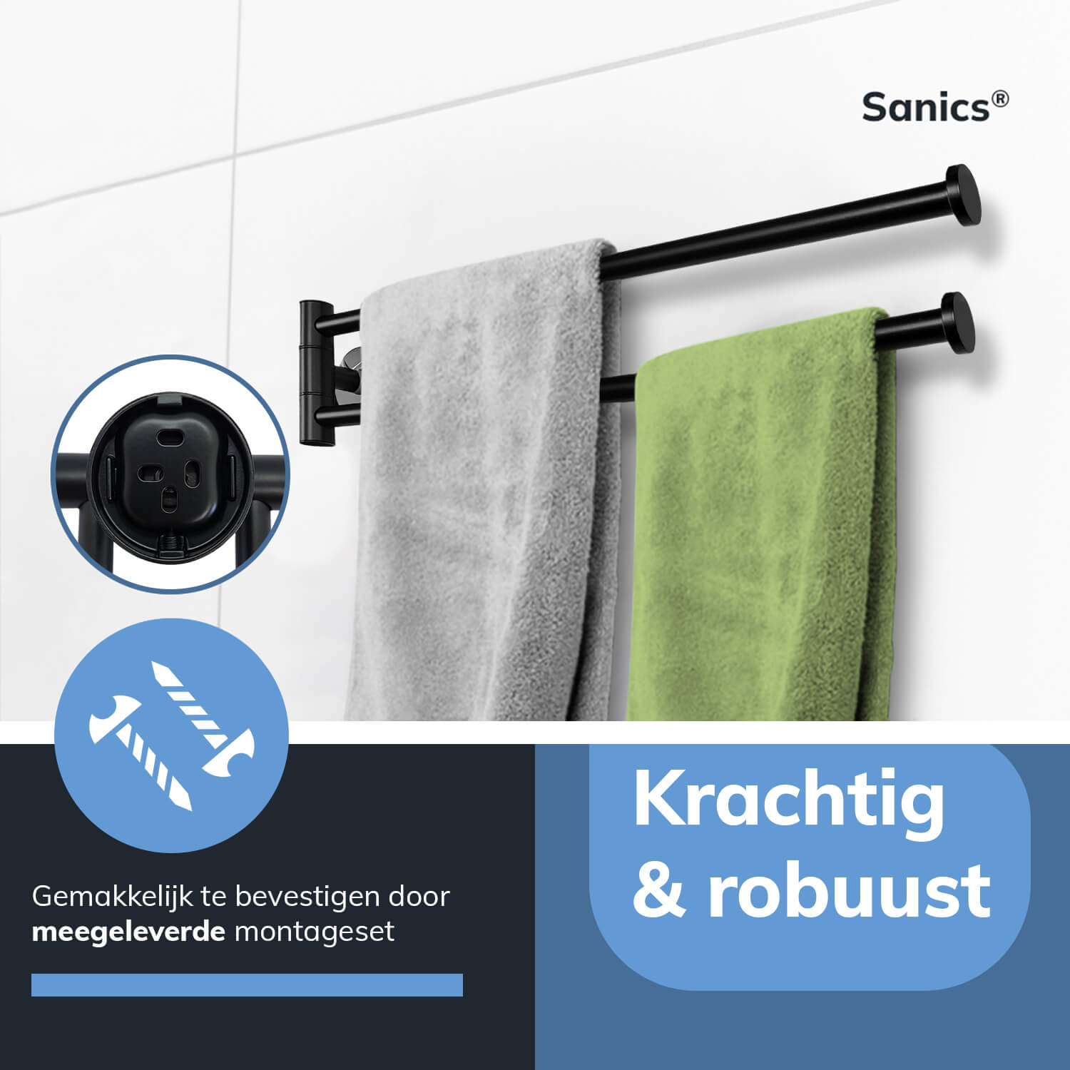 Handdoekhouder Zwart