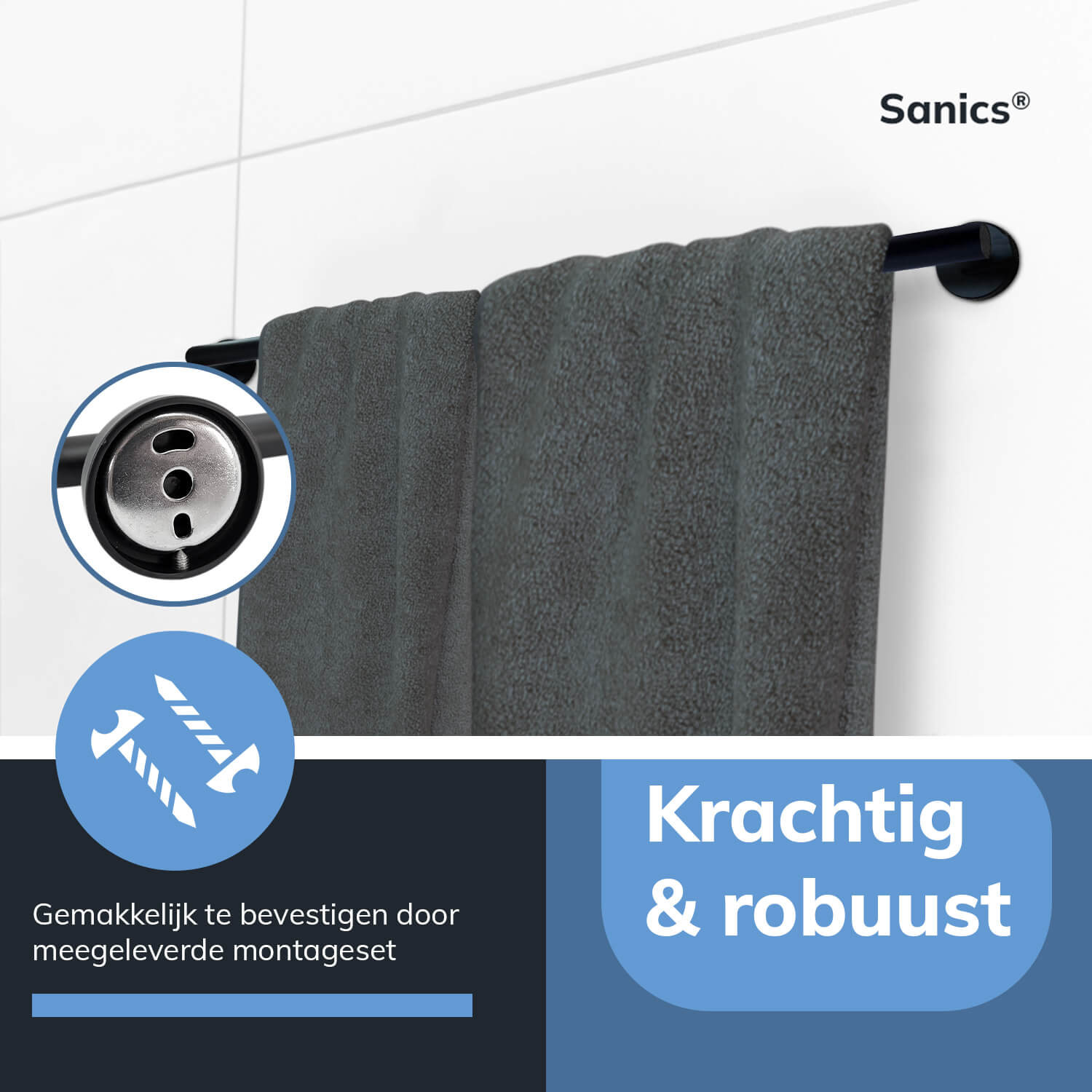 Handdoekrek inclusief montage set