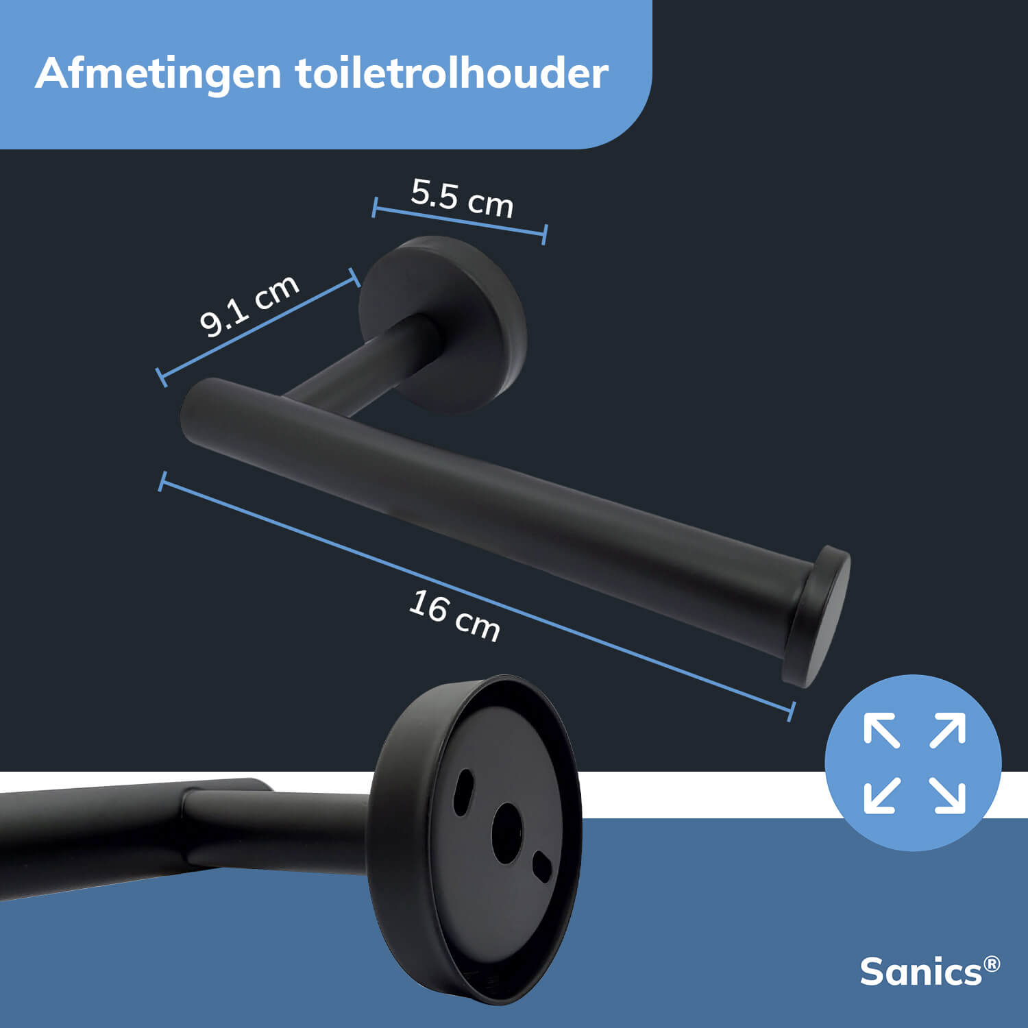Toiletrolhouder zwart