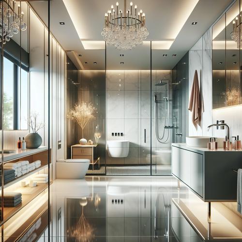 Mat zwarte toiletborstel met gesloten houder op koele grijze badkamertegels