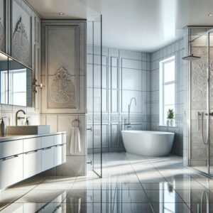 Geschenkset voor de badkamer met zacht badlaken, badolie, geurkaarsen en stijlvolle opbergmand