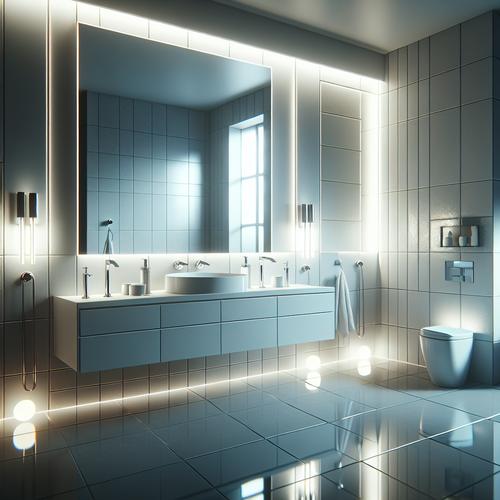 navulbare zeepdispenser op wastafel, zwarte pompflacon naast navulfles en gevouwen handdoek