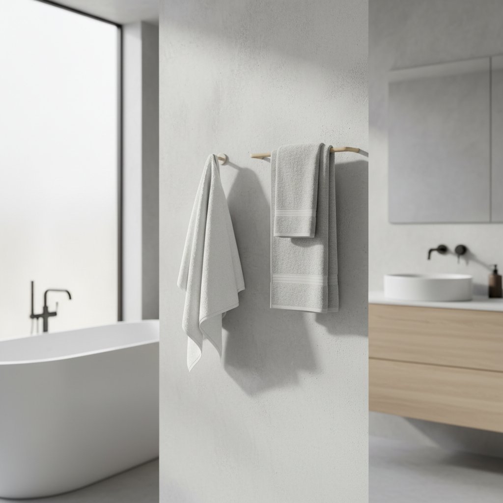 Vergelijking van een compacte handdoekhaak en een handdoekrek met meerdere armen in een moderne badkamer